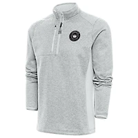 Pull-over à fermeture éclair quart de tour pour homme, gris chiné, logo métallique brossé, Charlotte FC, Antigua
