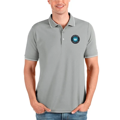 Polo piqué uni gris chiné Charlotte FC pour homme