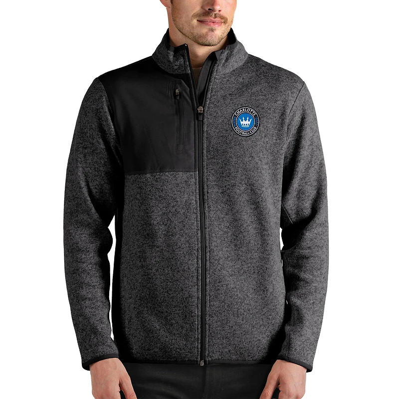 Veste zippée Charlotte FC Fortune pour homme, couleur anthracite chiné, Antigua
