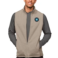 Men's Antigua Oatmeal Charlotte FC Primary Team Logo Course Full-Zip Vest