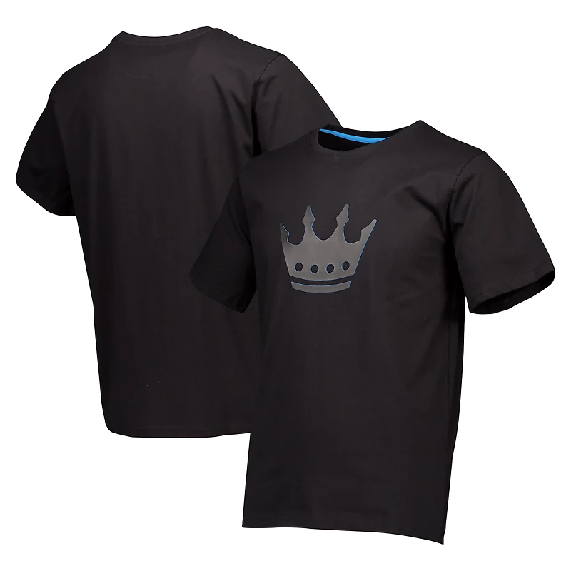 T-shirt décontracté épais à plusieurs couches avec logo principal du Charlotte FC pour homme, noir