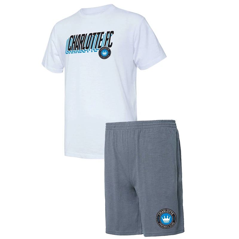 Men's Concepts Sport Charcoal/White Charlotte FC Downfield T-Shirt & Shorts Set