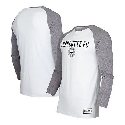 Concepts Sport - T-shirt à manches longues raglan Charlotte FC Concord Henley pour homme, crème/anthracite