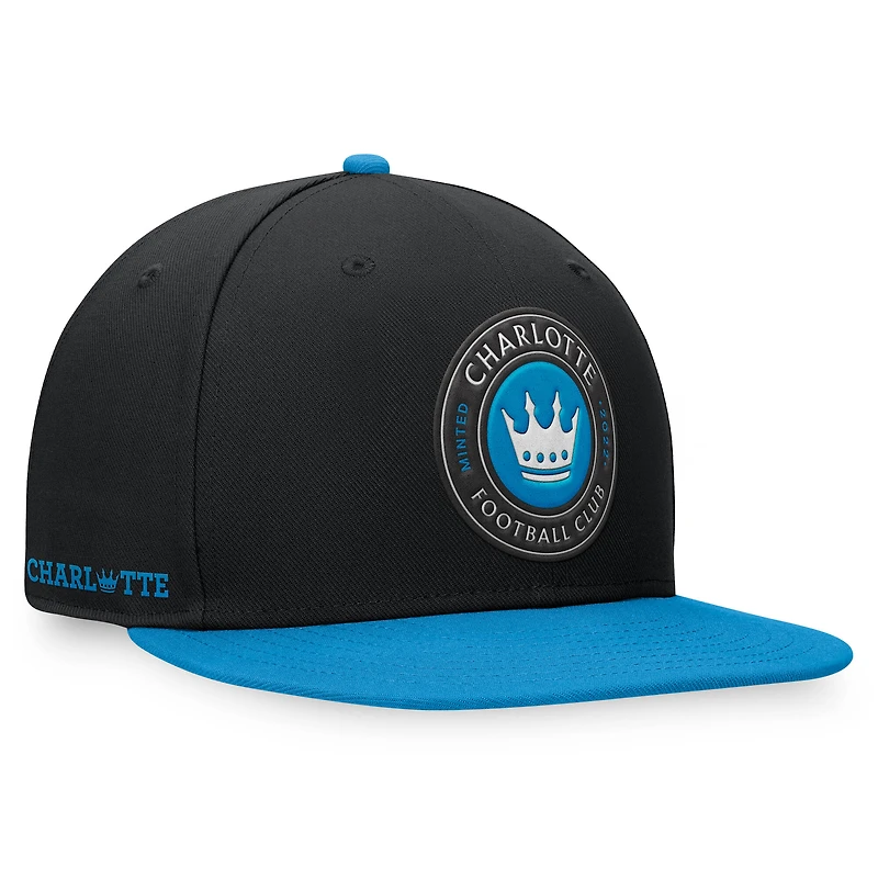 Men's Fanatics Black/Blue Charlotte FC Downtown Snapback Hat