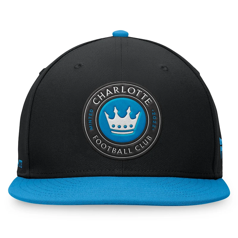 Casquette snapback Charlotte FC Downtown noire et bleue pour homme (Fanatics)