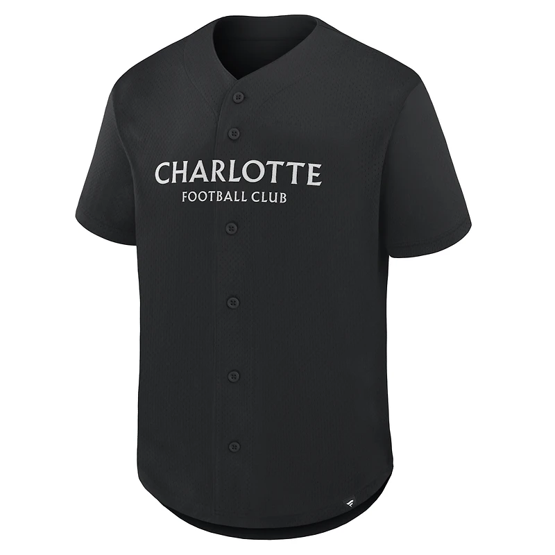 Men's Fanatics Black Charlotte FC Maximum Intensity Button-Up Jersey