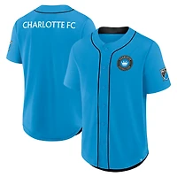 Maillot de baseball Fanatics bleu Charlotte FC Injury Time pour homme