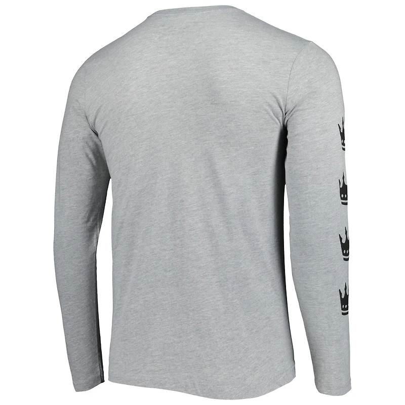 Men's Mitchell & Ness Heathered Gray Charlotte FC Logo Long Sleeve T-Shirt
