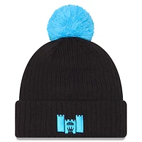 Bonnet tricoté à revers et pompon noir Charlotte FC 2025 pour homme New Era