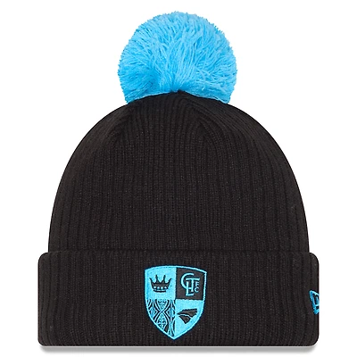 Bonnet tricoté à revers et pompon Charlotte FC 2025 Jersey Hook pour homme New Era noir