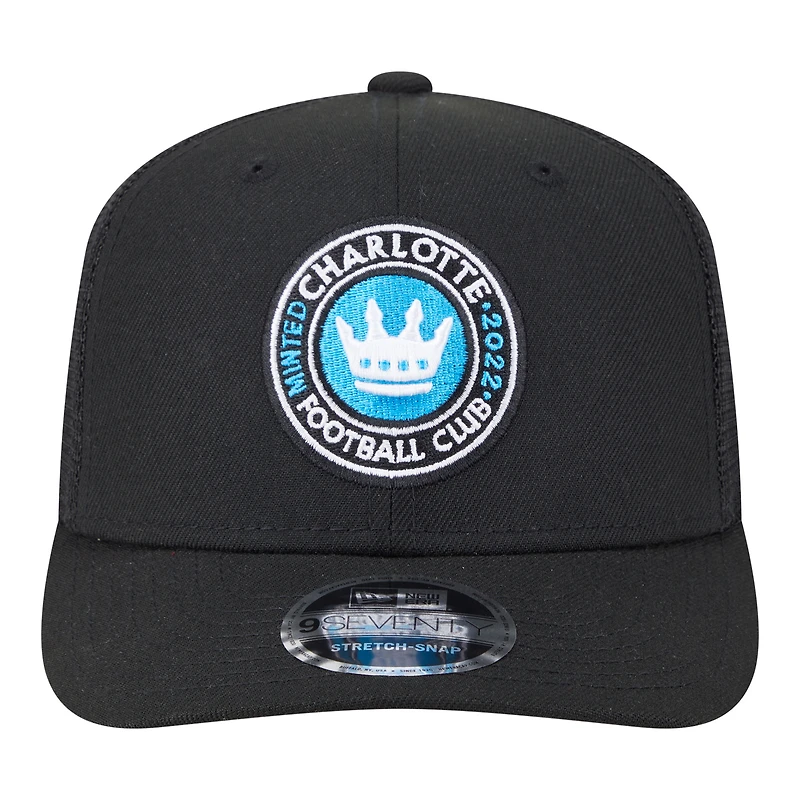 Casquette ajustable New Era noire Charlotte FC Hook 9SEVENTY pour homme