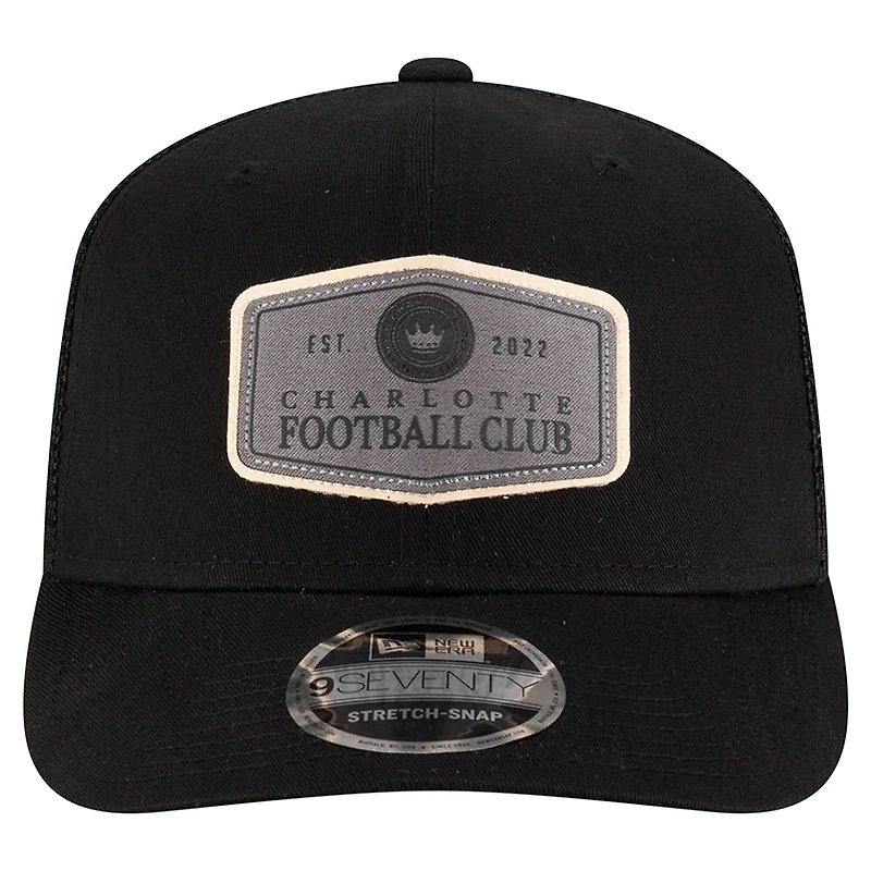 Men's New Era  Black Charlotte FC Labeled 9SEVENTY Trucker Stretch-Snap Adjustable Hat