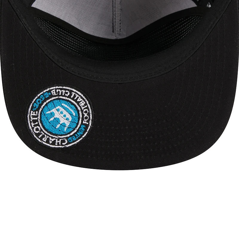 Casquette réglable noire Charlotte FC Script Golfer New Era pour hommes