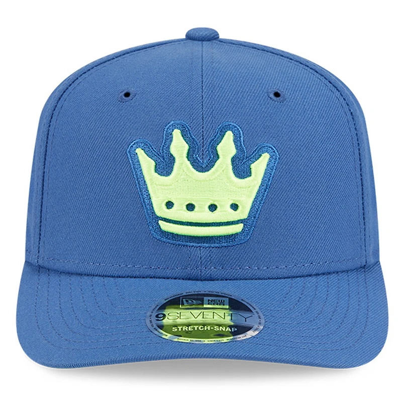 Casquette extensible à bouton-pression New Era Charlotte FC 2025 bleue pour homme
