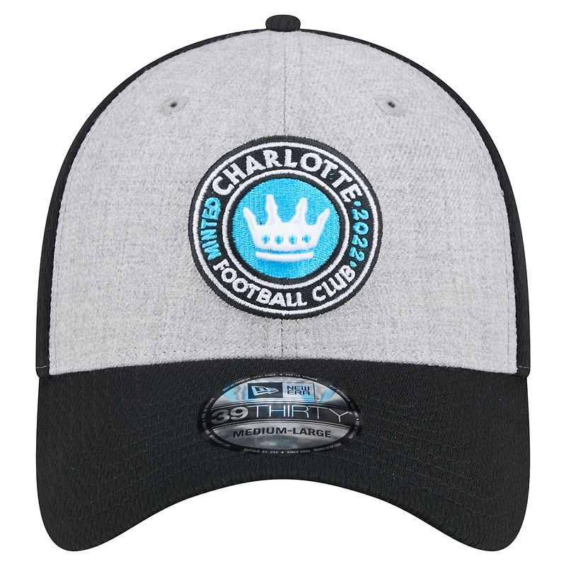 Men's New Era Gray/Black Charlotte FC Throwback 39THIRTY Flex Hat
