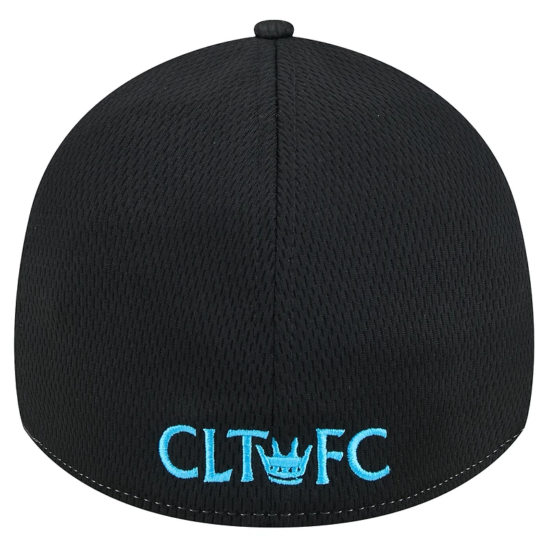 Men's New Era Gray/Black Charlotte FC Throwback 39THIRTY Flex Hat