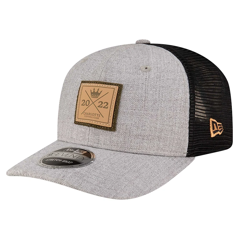 Casquette ajustable extensible à boutons-pression Charlotte FC 9SEVENTY New Era gris chiné pour homme