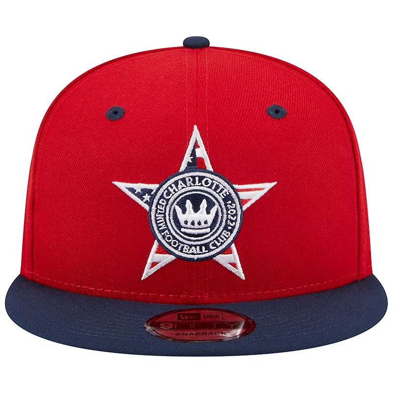 Casquette New Era rouge Charlotte FC Americana 9FIFTY Snapback pour homme