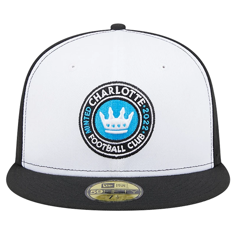 Men's New Era White/Black Charlotte FC 2024 Kick Off Collection 59FIFTY Fitted Hat