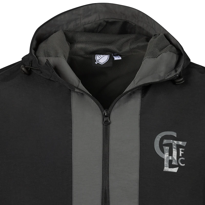 Veste à capuche anorak entièrement zippée de qualité supérieure pour homme Sport Design Sweden Black Charlotte FC 2025 Jersey Hook