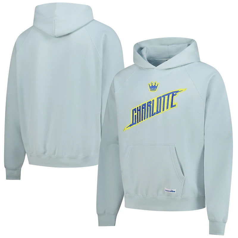 Men's Sport Design Sweden Light Blue Charlotte FC Wordmark Raglan Hoodie