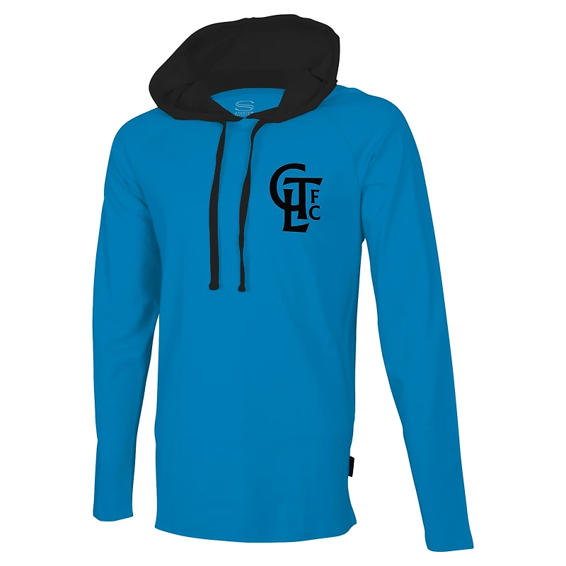 T-shirt à capuche manches longues et Stadium Essentials Charlotte FC Tradition Raglan pour hommes, bleu