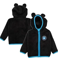 Sweat à capuche entièrement zippé en peluche Tie-Breaker Teddy du Charlotte FC noir pour tout-petits