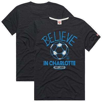 T-shirt unisexe Charlotte FC MLS x Ted Lasso Believe Graphic Tri-Blend Hommage Charcoal