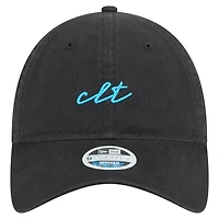 Casquette ajustable Charlotte FC Script 9TWENTY noire New Era pour femme