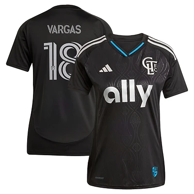 Women's adidas Kerwin Vargas Black Charlotte FC 2025 Fortress Kit Replica Jersey