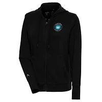Women's Antigua  Black Charlotte FC Moving Full-Zip Hoodie Jacket