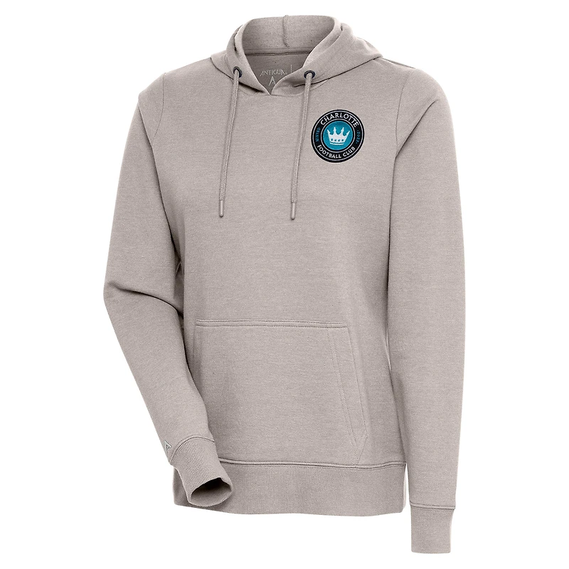 Sweat à capuche logo Antigua Oatmeal Charlotte FC pour femme