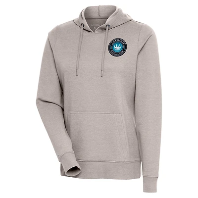 Sweat à capuche logo Antigua Oatmeal Charlotte FC pour femme
