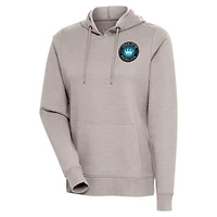 Sweat à capuche logo Antigua Oatmeal Charlotte FC pour femme