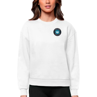 Sweat-shirt à enfiler Antigua blanc pour femme, logo de l'équipe Charlotte FC, victoire