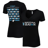 T-shirt noir à encolure en V Charlotte FC Inaugural Season pour femme