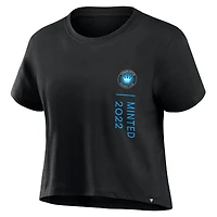 T-shirt court tendance Fanatics Charlotte FC Chip Pass pour femmes, noir