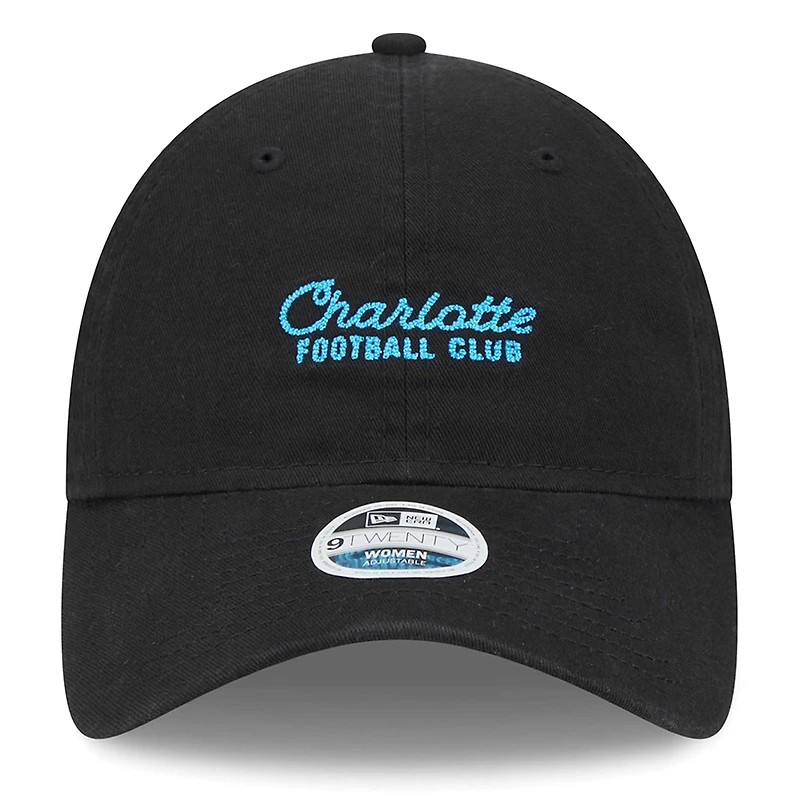 Women's New Era Black Charlotte FC Throwback 9TWENTY Adjustable Hat