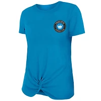 Women's New Era Blue Charlotte FC Athletic Front Twist T-Shirt