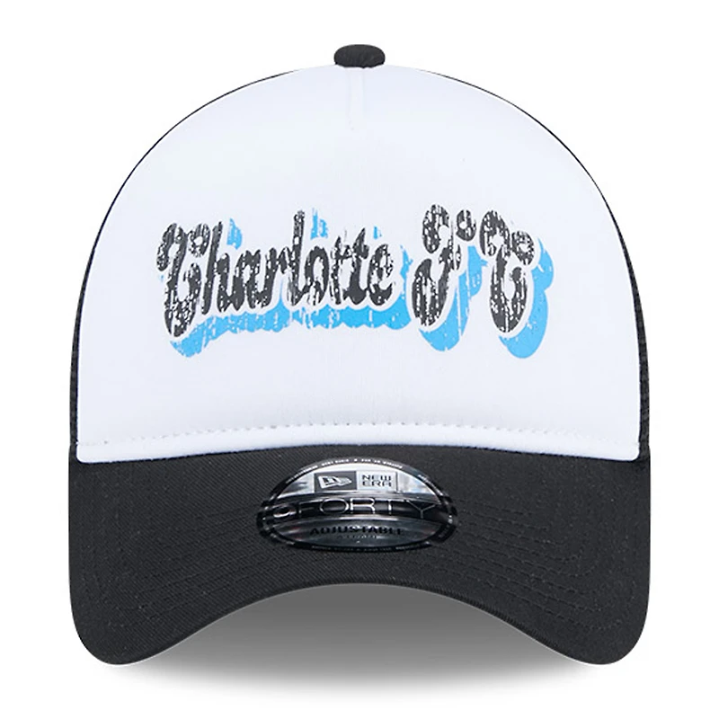 Women's New Era White/Black Charlotte FC Throwback A-Frame Trucker 9FORTY Snapback Hat
