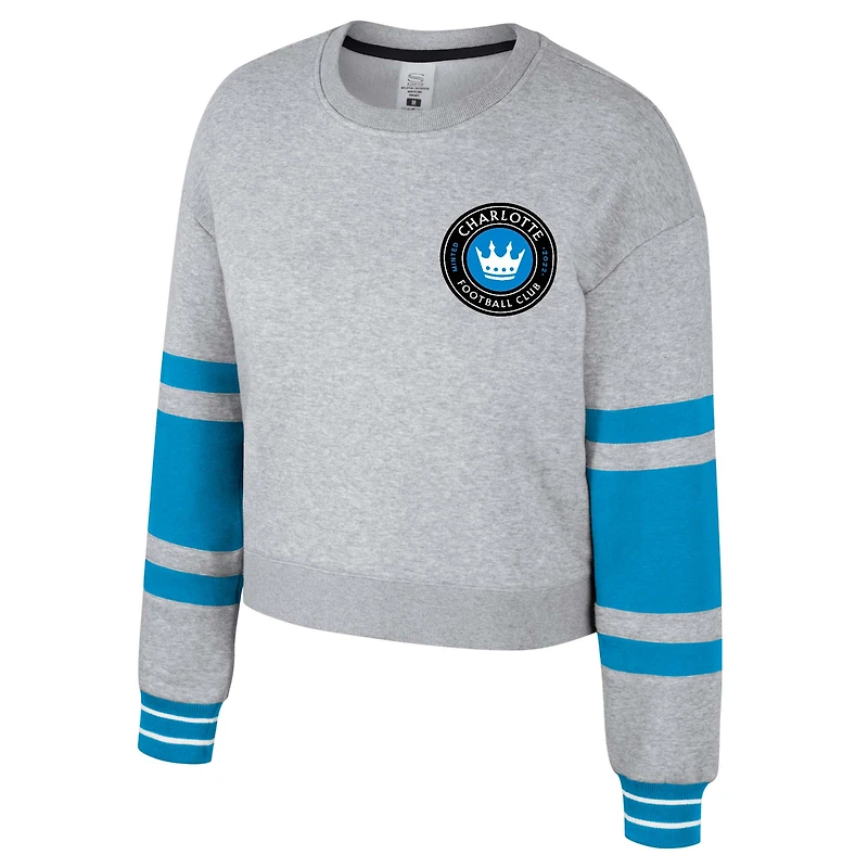Women's Stadium Essentials Heather Gray Charlotte FC Scrimmage Cropped Pullover Sweatshirt