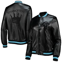 Women's The Wild Collective Black Charlotte FC Full-Snap Bomber Jacket