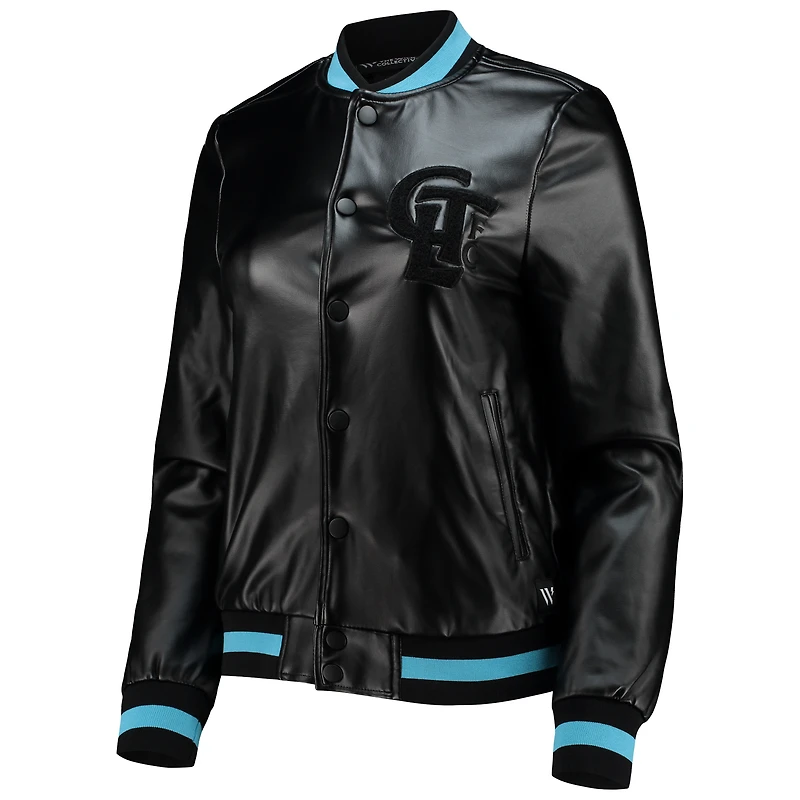 Women's The Wild Collective Black Charlotte FC Full-Snap Bomber Jacket