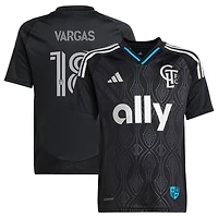 Youth adidas Kerwin Vargas Black Charlotte FC 2025 Fortress Kit Replica Jersey