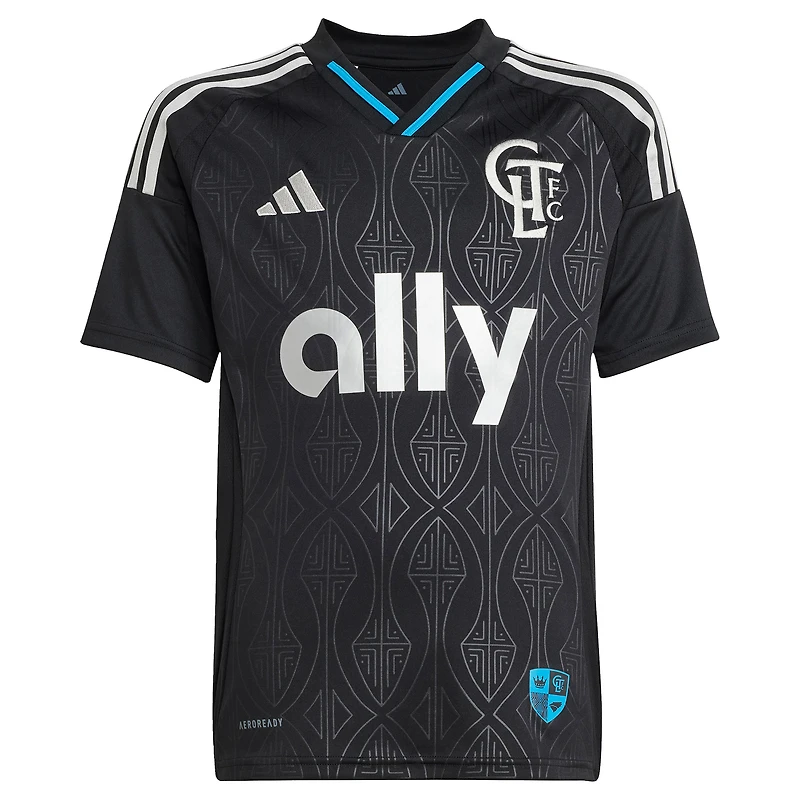 Maillot de joueur réplique du kit Fortress 2025 Charlotte FC noir pour jeunes adidas Tim Ream