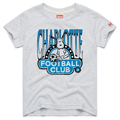 T-shirt gris pour jeunes Hommage Charlotte FC MLS x Peanuts Snoopy Graphic Tri-Blend