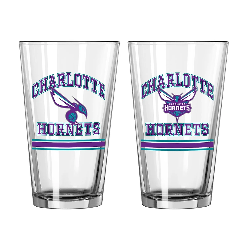 Charlotte Hornets 16oz. Verre à pinte, paquet de deux