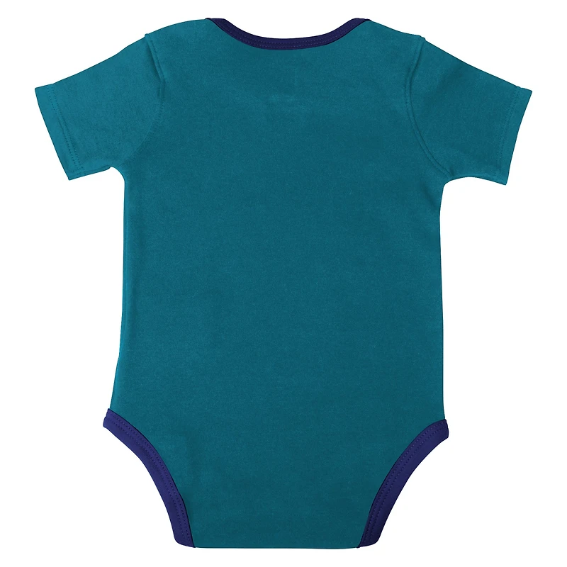 Infant Teal/Purple/Gray Charlotte Hornets Bank Shot Bodysuit, Hoodie T-Shirt & Shorts Set