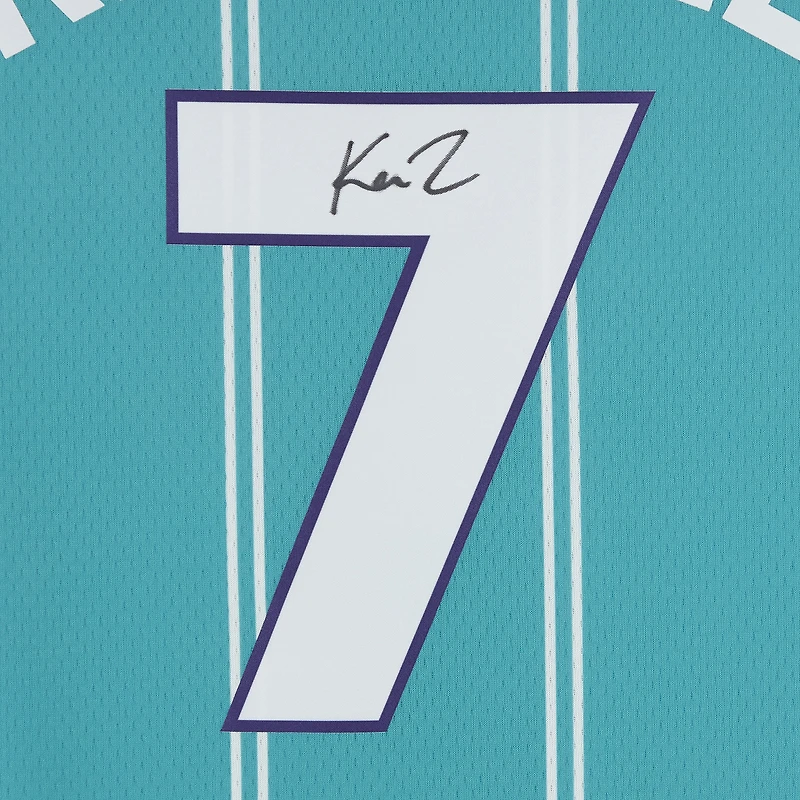 Maillot Swingman Jordan Brand Icon Edition turquoise autographié par Kon Knueppel des Charlotte Hornets