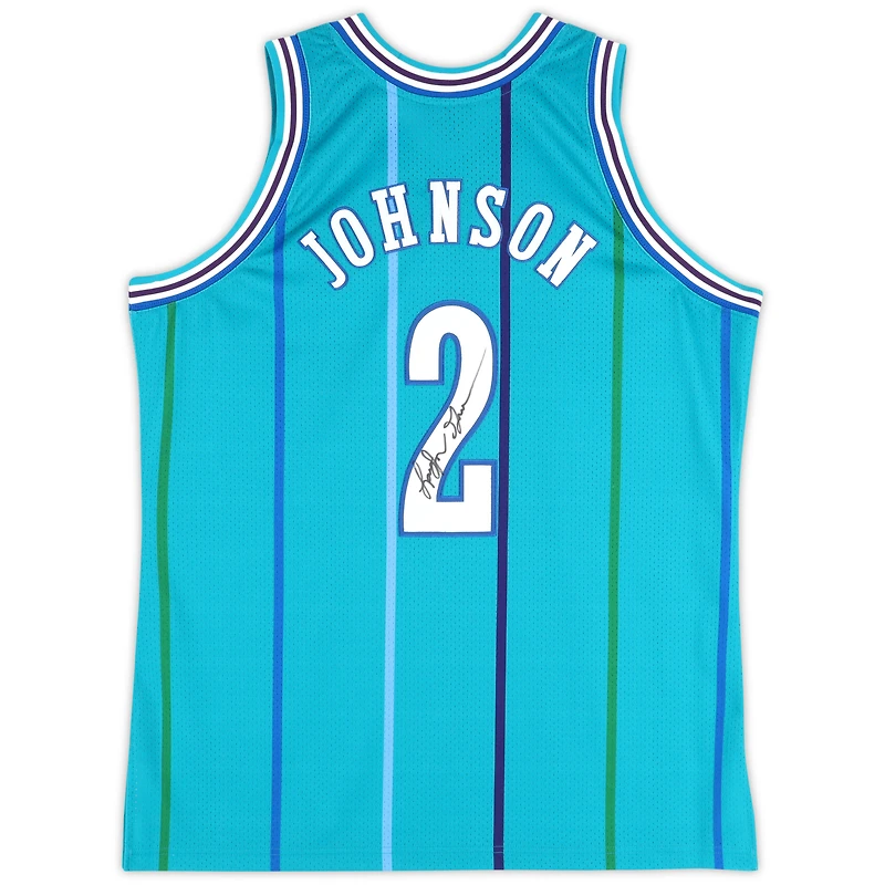 Larry Johnson Charlotte Hornets Autographed Mitchell & Ness 1992-93 Teal Authentic Jersey with "Grandmama" Inscription